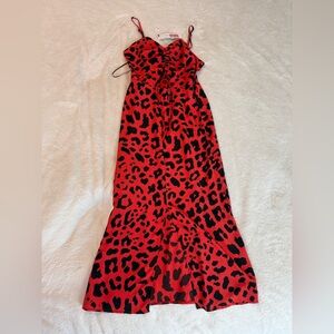Red and Black Leopard Print Maxi Dress